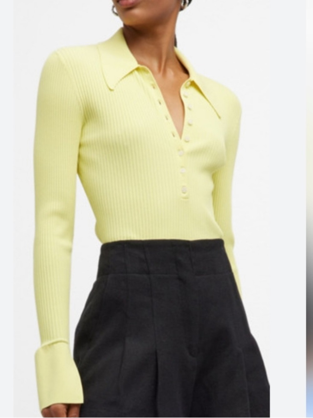 A.L.C Eleanor Ribbed Citrine Polo Sweater Top Size XS